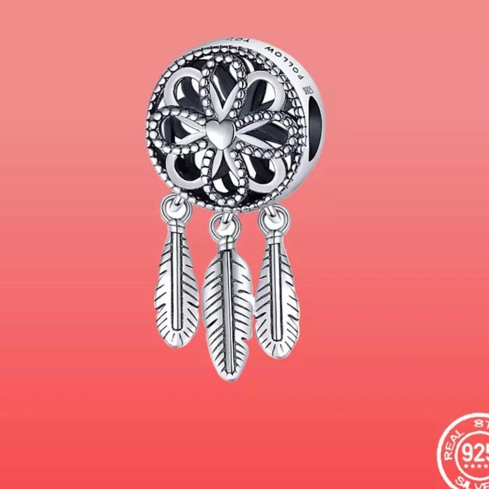 Genuine s925 sterling silver Feather charm beads for original Pandora bracelet